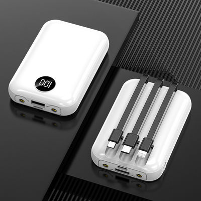 10000mAh Portabel Pengisi Daya Nirkabel LCD Display Inbuilt Cable Power Bank