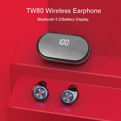 Transmisi Tampilan LED 10m TW80 Earbud Bluetooth Nirkabel Tahan Air