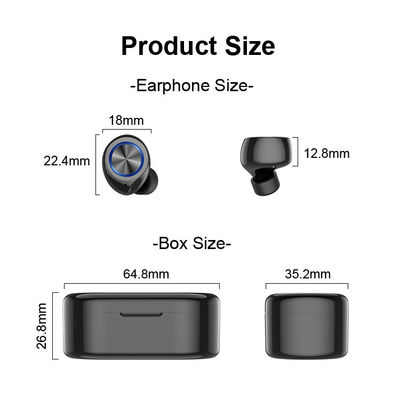 Sentuhan Sidik Jari TW80 55mAh Earphone Bluetooth Tahan Keringat