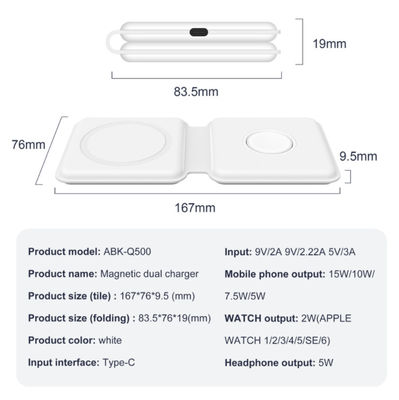Pengisi Daya Magsafe Duo Nirkabel Super Slim 15W 2 In 1 Lipat