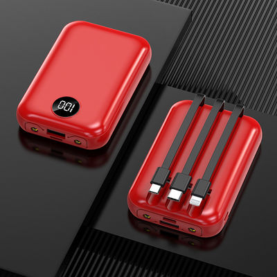 10000mAh Portabel Pengisi Daya Nirkabel LCD Display Inbuilt Cable Power Bank