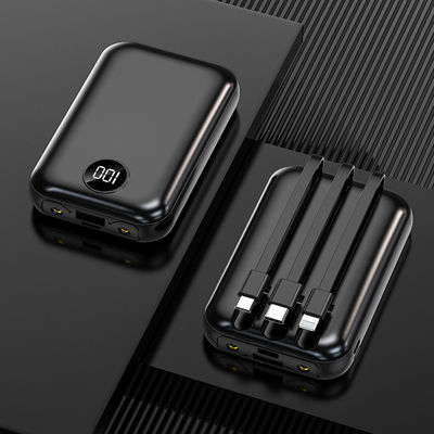 10000mAh Portabel Pengisi Daya Nirkabel LCD Display Inbuilt Cable Power Bank